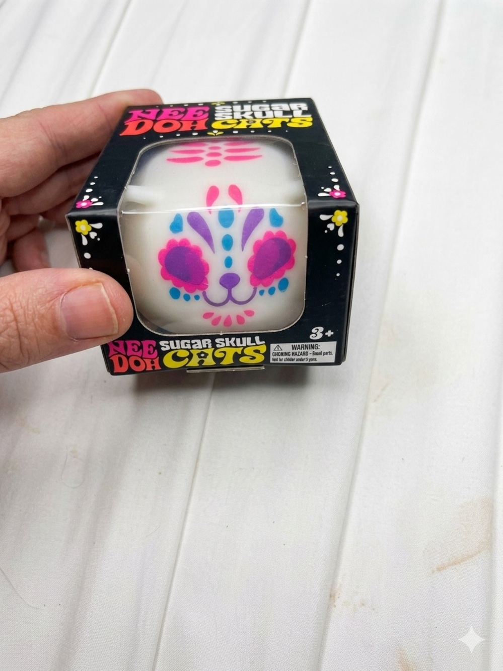 Sugar Skull Cats Toy - White with Pink & Purple Accents